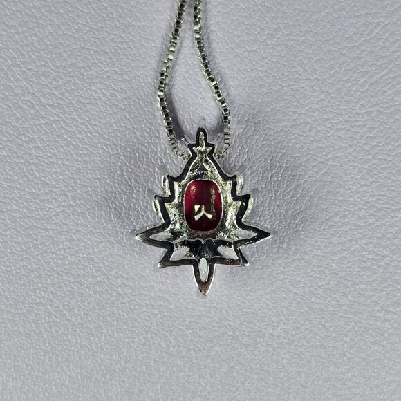 Elegant Silver-Plated Synthetic Ruby Pendant Necklace (NWOT) - Picture 3 of 5